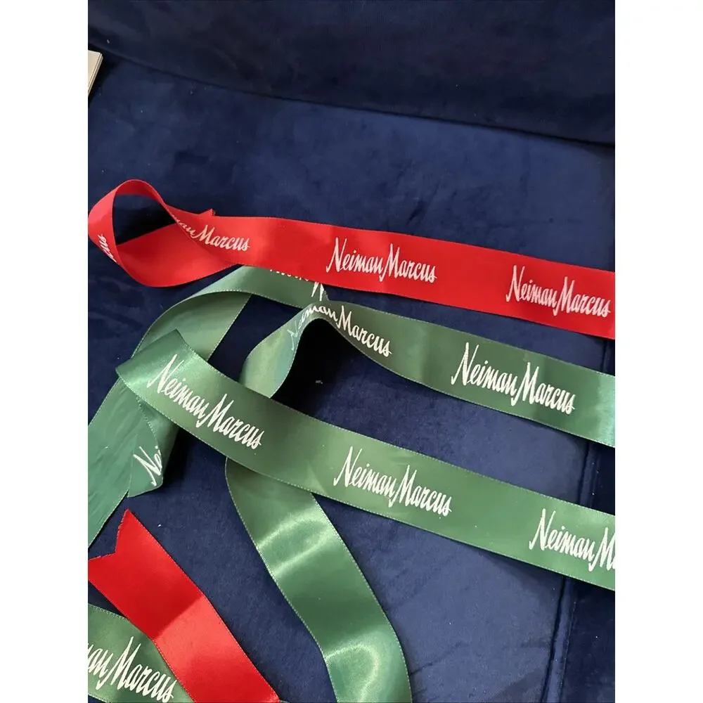 NEIMAN MARCUS Red & Green Satin Ribbon‎ For Christmas Holiday Gift Wrap